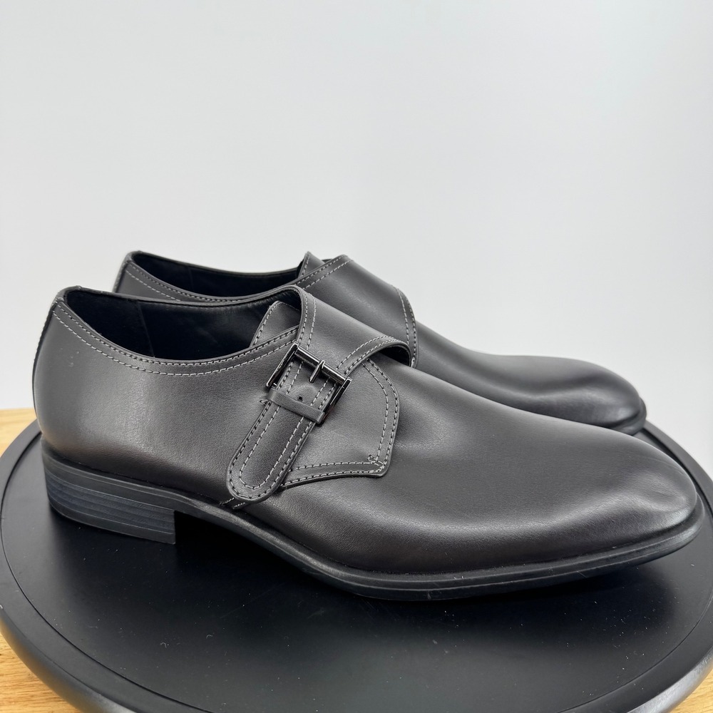 NWT Nordstrom Rack Mens Leather Single Monk Strap Dress Shoes Black10M Ortholite
